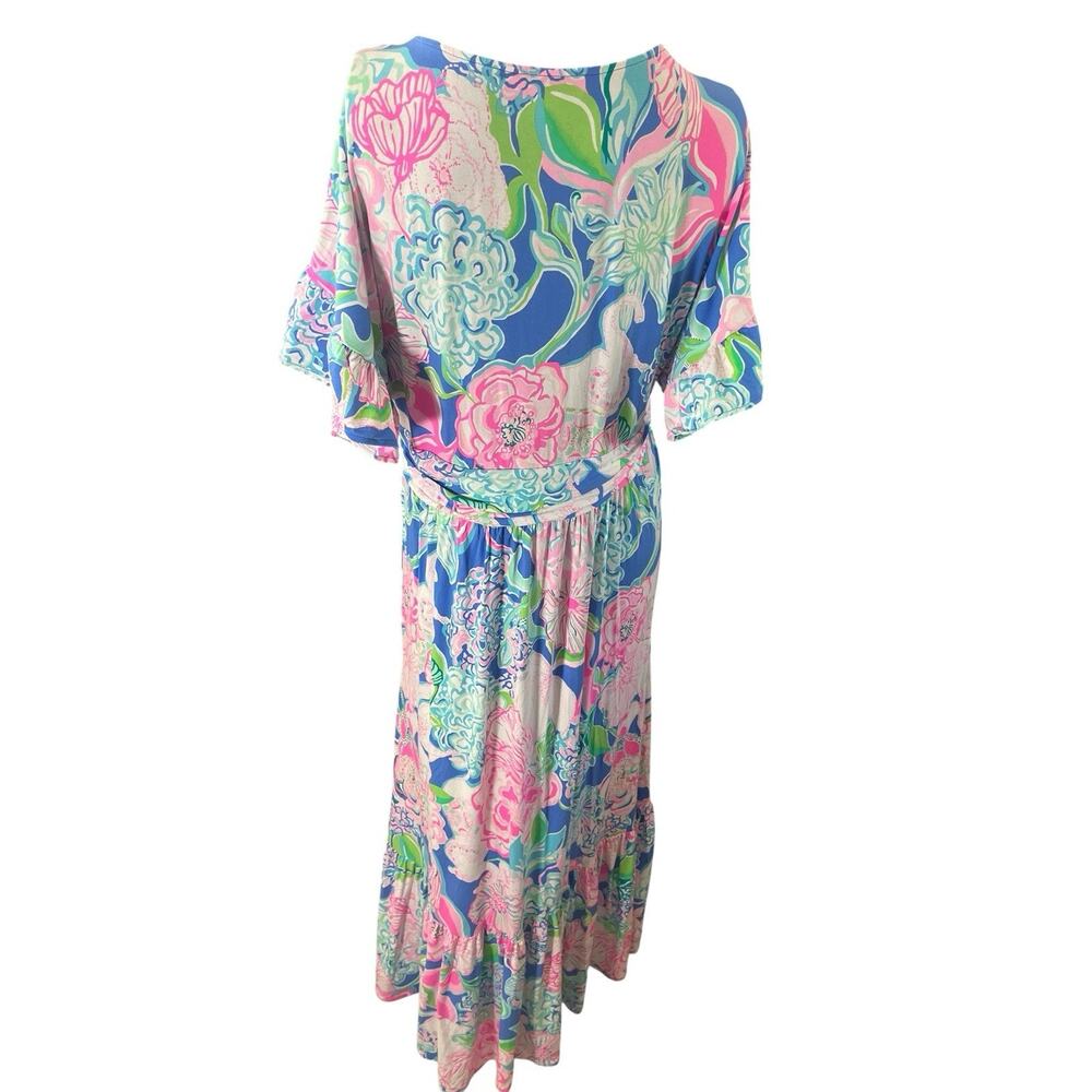 Lilly Pulitzer Jessi Midi Dress Peony For Your Thoughts XL Tiered Vibrant - Picture 4 of 12